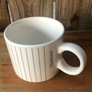 Starbucks TEAVANA Porcelain 12oz Tea Cup Coffee Mug White with Gray Stripes